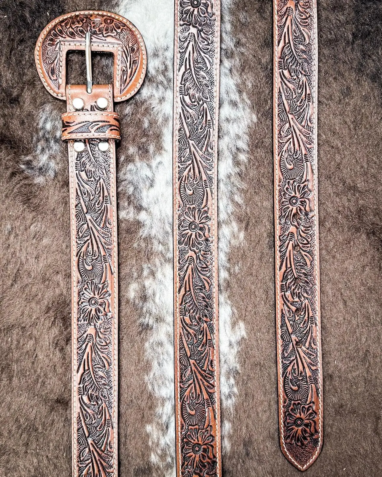 Myra Bag Talon High Desert Brown Belt, Female Western Belt, Cowboy Cowgirl Tooled Fashion Accessory, Western Belts