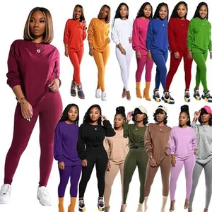 Women's 2 Piece Sweatsuit Long Sleeve Shirts Jogger Pant Set Tracksuit
