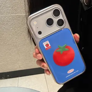 Silver Edge Blue Background Apple Phone Case for iPhone 17 Pro Max, Cute Girl Heart Design, Fashionable Protective Cover for Men and Women