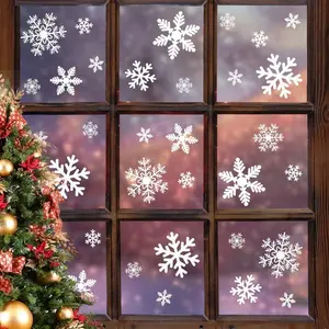 135 Pcs Christmas Window Clings Snowflakes Window Decals Static Window Stickers for Christmas Decorations Window Décor Ornaments Xmas Party Supplies Thanksgiving Party Décor