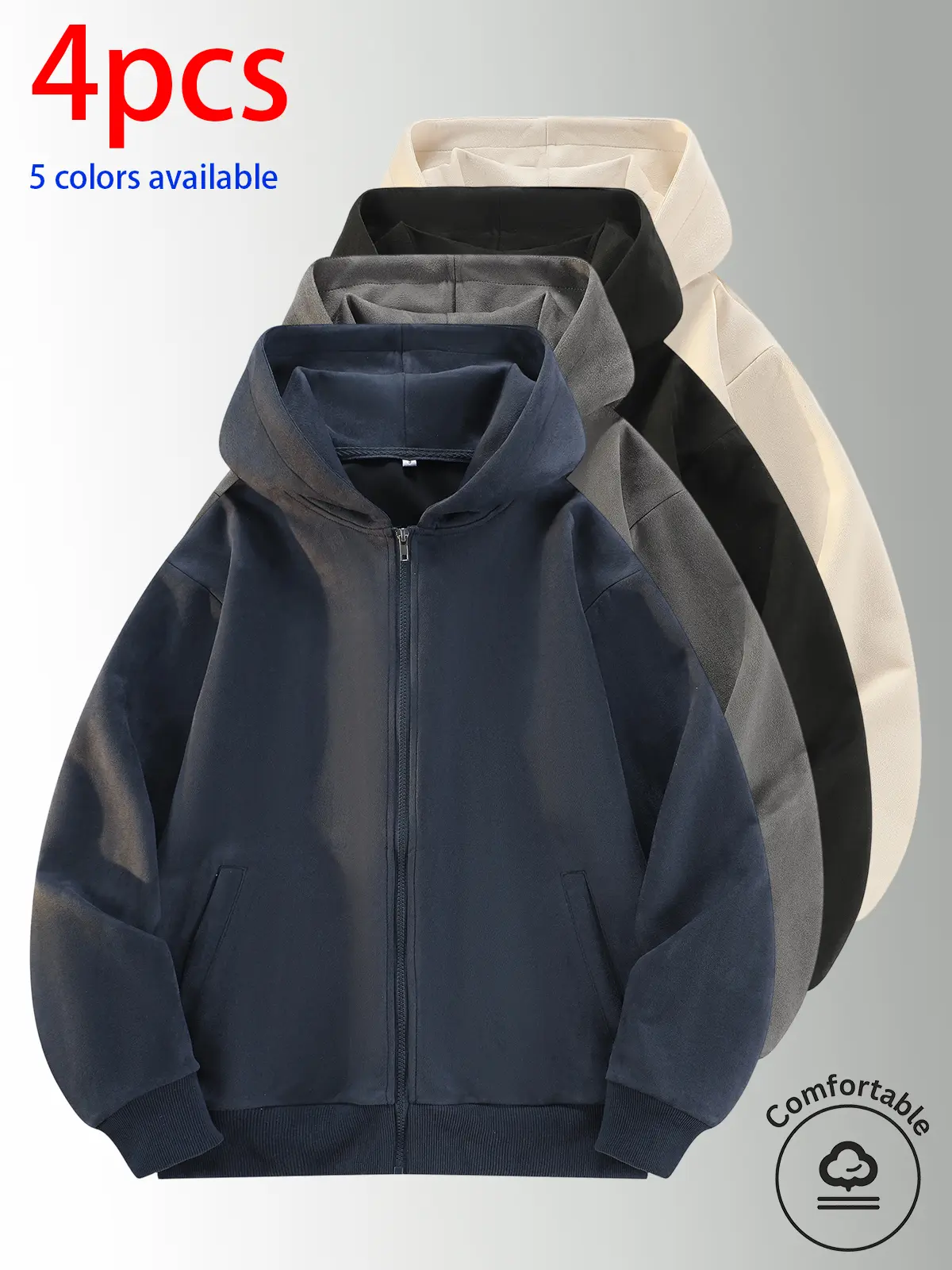 Men’s hooded sweatshirt, men’s suede cardigan jacket.Design with a large hood for wind protection and warmth, ribbed cuffs, hem that resists deformation, loose drop-shoulder long sleeves that conceal bulges and create a slimmer look, fabric composition: 9
