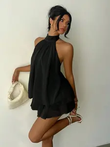 Spring Summer New Elegant Fashion Chiffon Solid Sleeveless Bodycon Dress, Women's Stylish One-Piece Gown, Perfect for Casual & Party Wear