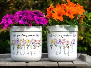 Personalized Flower Pot, Grandmas Garden Gift for Grandma, Birth Flower Mom Gifts, Mothers Day Gifts