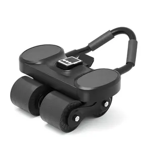 Homhut New Ab Roller Wheel with Knee Mat &Timer, Automatic Rebound Abdominal Wheel, Ab Abdominal Exercise Roller with Elbow Support, Abs Workout Equipment Ab Exercise Roller for Women Men ：