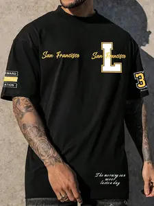 Men's Plus Size Slogan Graphic Print T-Shirt, Casual Streetwear Fashion, Loose Fit, Ideal for Daily Wear, Comfortable and Stylish
