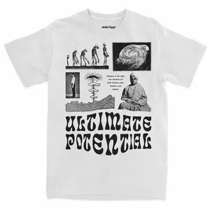 Awake Happy - Ultimate Potential            Tee Cotton Unisex Womens Menswear Tshirt Top Relaxed Fit Soft Man Streetwear Casual DTG Printed Mindfulness Spiritual Motivational Self Help Mental Health