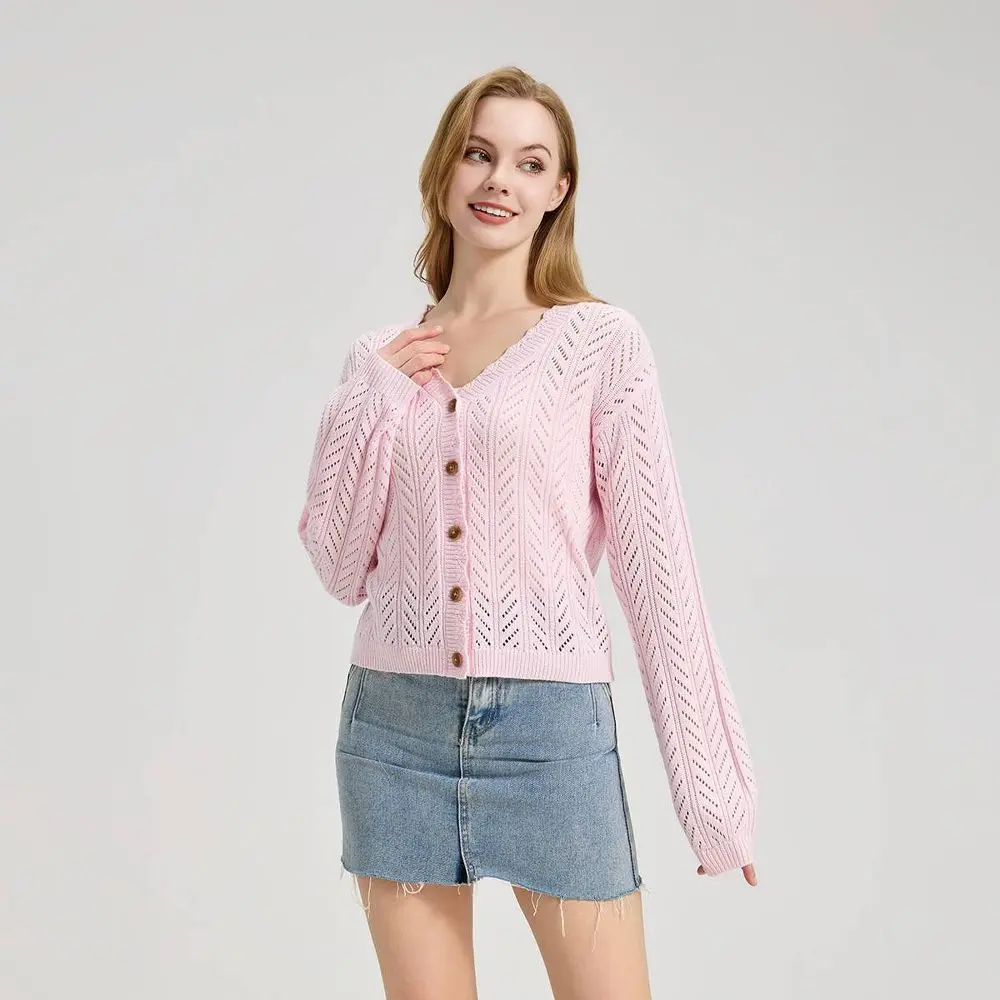 Women's Pointelle Cardigan Sweater - Wild Fable Pink XXL