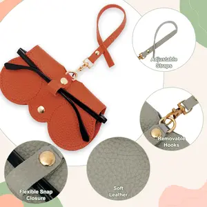 Sleek Litchi Embossed PU Leather Reading Glasses Case - Portable, Travel - Friendly & Protective Hanging Storage Bag