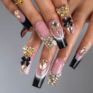 Lovful | NEW DROP Collection Handmade Acrylic Press On Nails | 10PCS Reusable | Salon Quality 3D Flower Rhinestones #DealsForYouDays