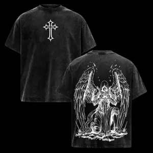 Archangel Michael Warrior Angel Washed Tee – Christian Justice Graphic Shirt