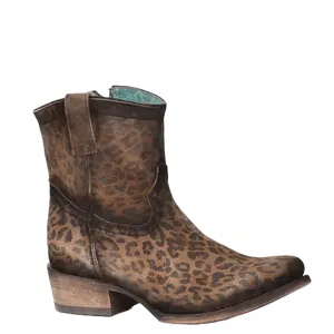 Corral Ladies Brown Leopard Print Round Toe Booties C3627