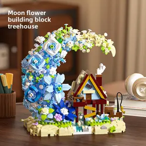 Moon Flower Building Blocks Tree House DIY Toy Assembly Toy Children's Building Blocks Assembly Toy Construction Gift Ideal Holiday Gift and Birthday Gift