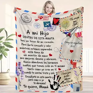 A Letter to My Son & My Daughter Custom Blanket Soft Throw Blanket for Couch Cozy Spanish Alphabet Heart Design Ideal Gift for Birthdays Back-to-School Graduation Christmas