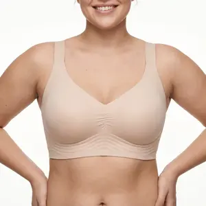 VRCOMFY Women Jelly Bras Wirefree Full Coverage No Underwire Everyday Bras Comfortable Wireless Padded Tshirt Bra