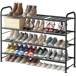 4 Tier Metal Storage Sturdy Shoe Rack Organizer for Closet Entryway Living Room