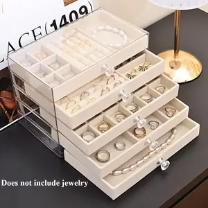 Stop losing your jewelry! Five-layer Jewelry boxmultifunctional makeup organizer, compartmentalizedstorage for bracelets, rings, earrings, and necklaces,dustproof, space-saving with large capacity，mini gifts for coworkers，bulk gift items