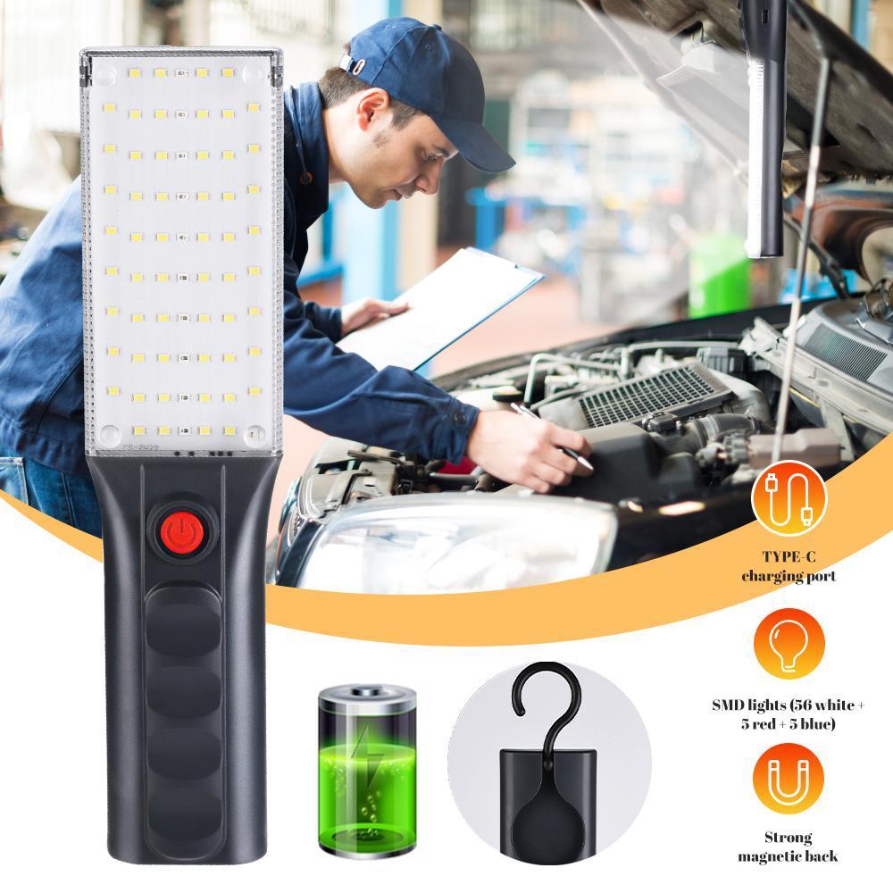 Work Light, Rechargeable LED Work Light with Hanging Hook, 1500 Lumens, Portable Flashlight 180° Rotate 5 Modes, Magnetic Light, for Car Repairing/Under Hood/Emergency Waterproof