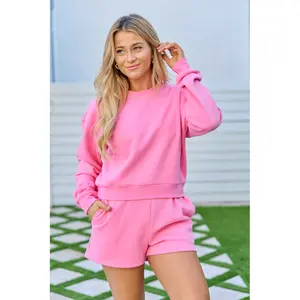 Everyday Ease Pink Cropped Sweatshirt