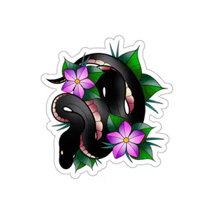 Ball Python Snake Flowers Sticker Die-Cut Snake Sticker