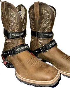 Adult Bull Riding Black Nylon Spur Straps Kit w Velco 1" x 16" - EPT Bull Riding Gear