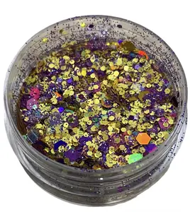 Glitzy Glitter in Dancehall Queen - Medium Gold & Fine Purple Blend for Creative Beauty Enhance