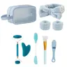 Facial Cleansing Skin Care Tools Beauty Tool Set, 9pcs/set Headband & Wristband & Silicone Face Brush & Manual Facial Massager & Wash Bag, Skin Care Supplies for Home & Travel