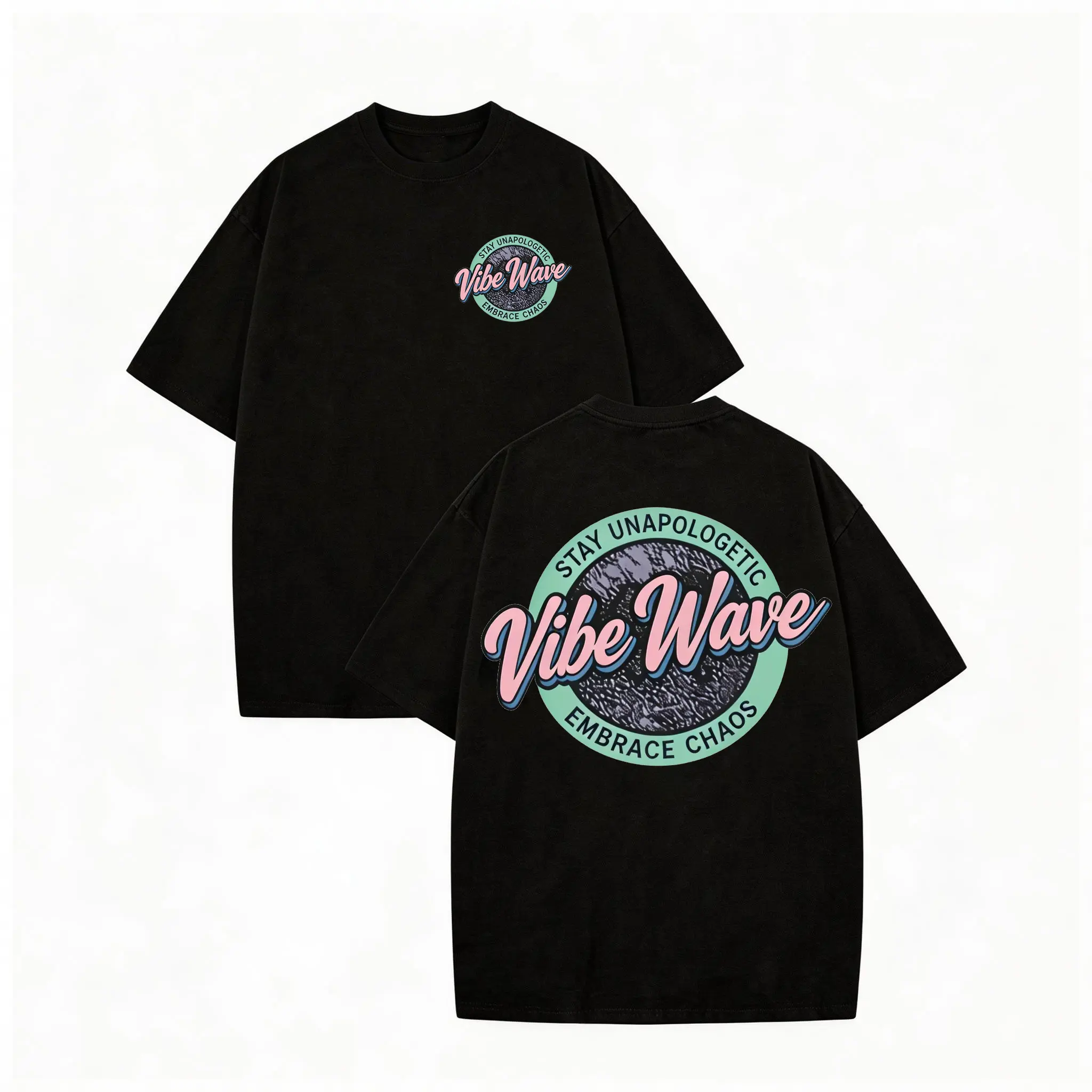 Men’s vintage wax-print T-shirt with double-sided crew neck logo letter print; street-style retro crew-neck short-sleeve T-shirt; summer gray/blue-green knit men’s top book merch world tshirts