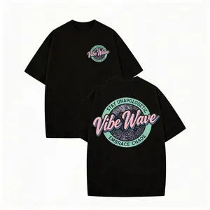 Men’s vintage wax-print T-shirt with double-sided crew neck logo letter print; street-style retro crew-neck short-sleeve T-shirt; summer gray/blue-green knit men’s top book merch world tshirts