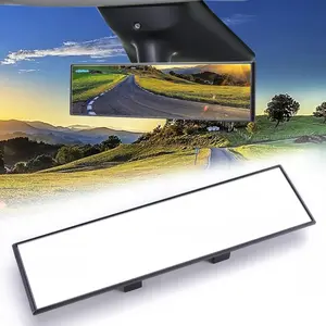 Wide Angle Vision Upgrade  11.81 Inch Panoramic Convex Rear View Mirror HD Clear Real View Glass Clip On Interior Design Anti Glare Reduce Blind Spots Universal Fit for Car SUV Trucks Vans reflect  light  mirror  back  car Clip-On Panoramic Rear View Mirr
