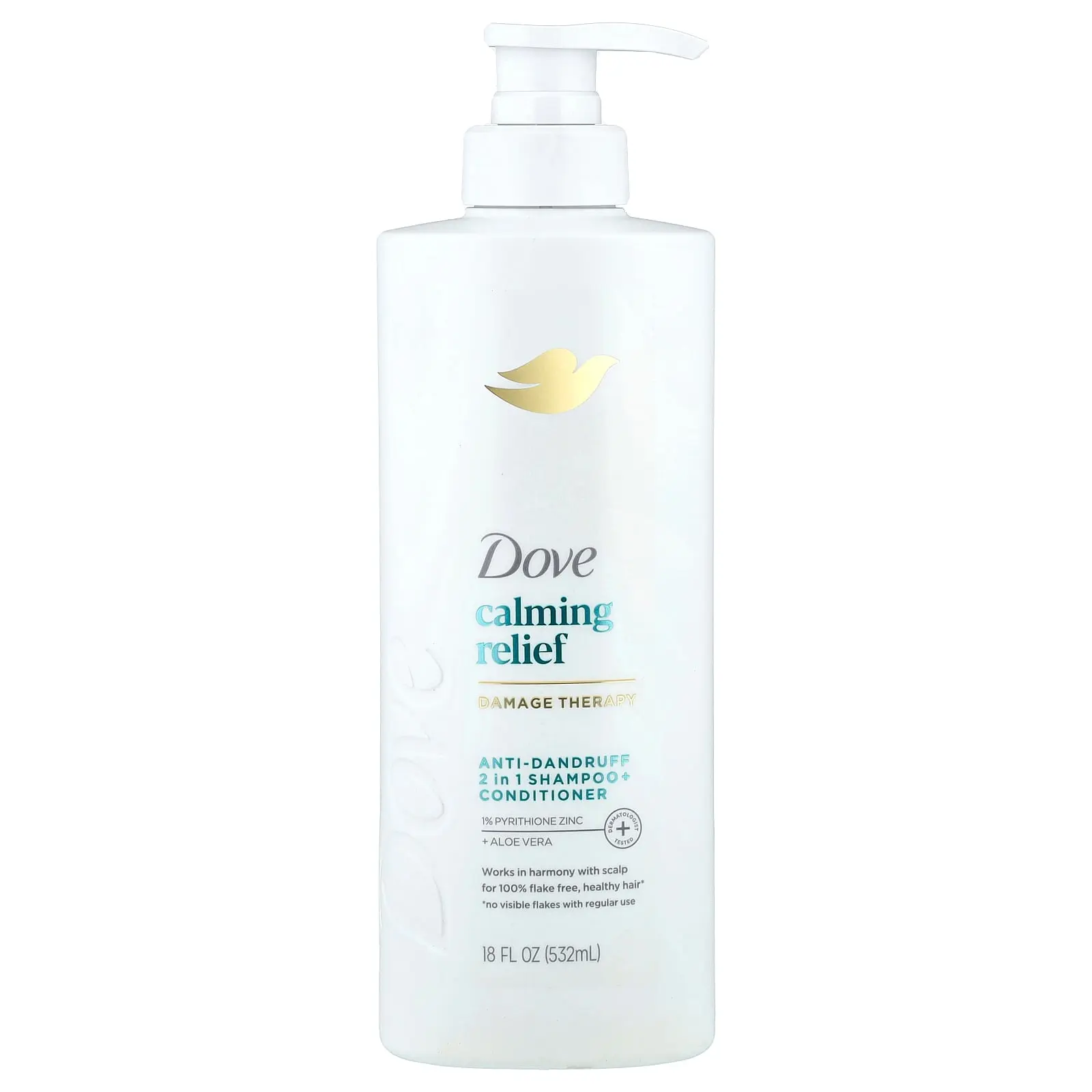 Dove Calming Relief, Anti-Dandruff 2 in 1 Shampoo + Conditioner, 18 fl oz (532 ml)