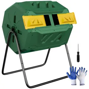 New Choice Deal Dual Rotating Outdoor Garden Compost Wast Bin Green Capacity Composter 43 Gallon