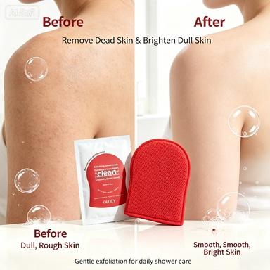 OLOEY Red Diamond Oil Control Exfoliating Bath Towel 5 Pack, Bubble Shower Body Scrub Glove, Removes Waste Dead Skin for Full Body Deep Cleansing