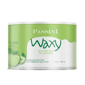 Passini Waxy Depilatory Cream Wax - 14oz (250g, 250ml Equivalent) Gentle Hypoallergenic Hair Removal for Sensitive Skin, Silky Full-Body Bare Smooth Wax, US-Made Single Item Body Care Cosmetic Gel Pack