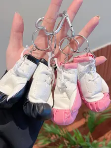 Mini Boxing Double Gloves Keychain Pendant, Trendy And Cool Sports Style, Color-Block Design, Can Be Hung On Bags Or Keyrings. Suitable For Daily Outings And Sports Commuting, And Can Also Serve As A Fun Gift For Sports-Themed Parties Or Birthdays.