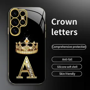 Suitable for [Galaxy S25 Ultra] New high-end crown electroplated gold edge mobile phone case new business simple explosion-proof mobile phone case affordable anti-fall anti-fingerprint-888