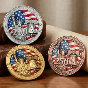 USA 250th Anniversary Commemorative Coin 1776–2026 – Liberty Bell, Capitol & Statue of Liberty Collector Gift