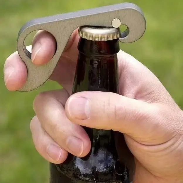 One-handed + Solid Aluminum Bottle Opener with Strong Neodymium Magnet + Ergonomic Design
