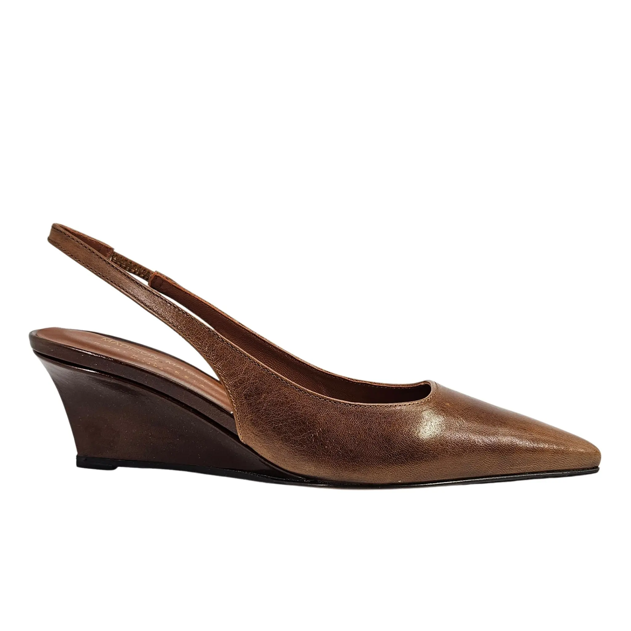 Loux Leather Slingback Wedge Cognac