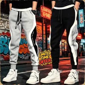 【AXON】Men's Summer Sports Jogger Pants, 100% Polyester Lightweight Sweatpants, Color Block Streetwear Design, Durable Elastic Drawstring Pants;these lightweight joggers are built to last with fade-resistant color block details.