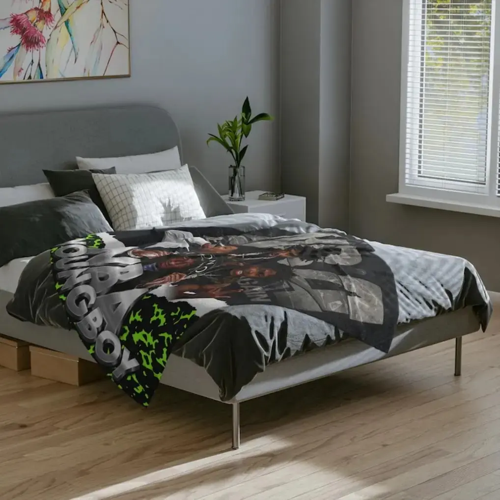 Urban Hip Hop Style Velveteen Microfiber Throw Blanket, Soft Cozy All Season Home Decor Cover for Sofa Bedroom Office, Trendy Music Culture Leisure Gift for Hip Hop Enthusiasts