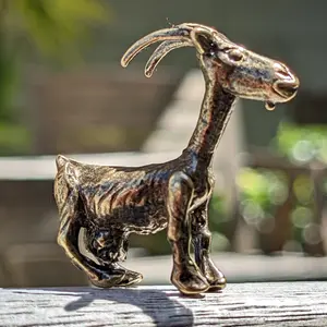 Farm Goat Brass Miniature Sculpture Figurine Handmade Goat Animal home desk