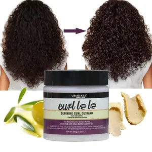100g/3.5oz Defining Curl Custard, Curl Defining Cream with Shea Butter and Olive Oil for Long-lasting Control and Definition to Curls, Coils, Waves, Frizzy Hair and Braid Outs, Moisturizes and adds Shine, for Travel, Camping, Outdoor