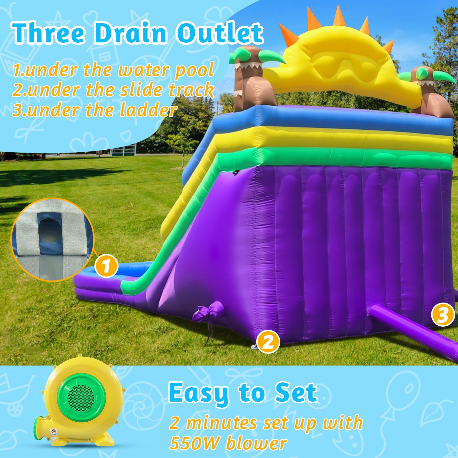 Sunglasses Inflatable Double Water Slide for Kids and Adults with Large Splash Pool Backyard Party Oxford Water Slide inflatable Water Slide for