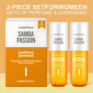 Lanimpress 2PCS Pistachio & Salted Caramel Perfume Mist Set!  Gourmand Eau de Parfum, Long-Lasting & Paraben-Free Hair & Body Mist. Travel-Size, Cruelty-Free Vanilla Spray.