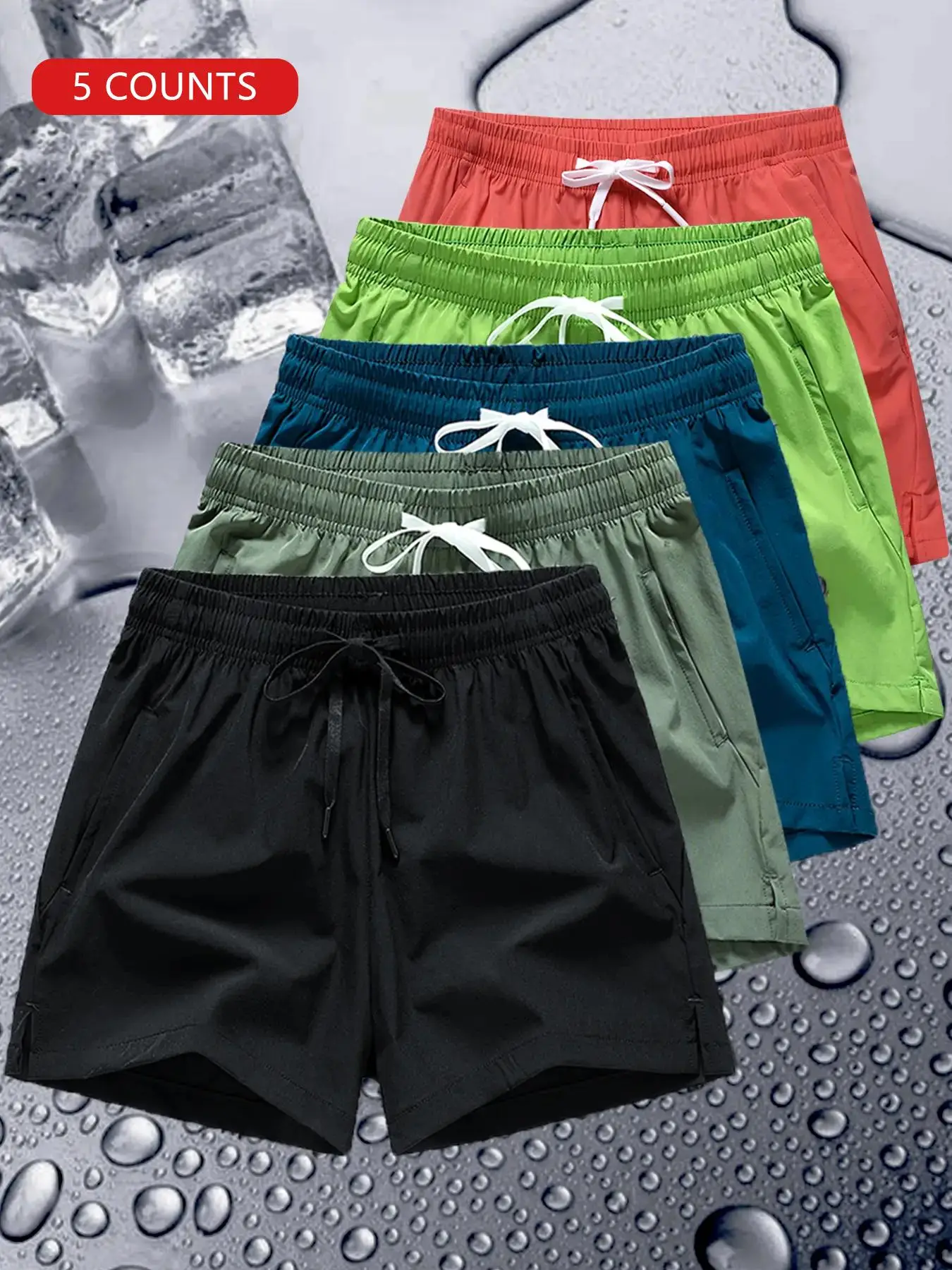 Men's Letter Print Drawstring Waist Shorts, Summer Clothes, Loose Casual Elastic Waist Pocket Straight Leg Shorts, Men's Bottoms for Daily Wear