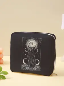 Portable Cat Pattern Sanitary Pad Storage Bag, Lightweight Women's Organizer, Travel Cosmetic Box, Cute Style, All Seasons