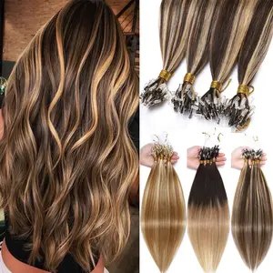 MicroBead Hair Extensions hairextensions 50g/50s Silky Straight Microlink Micro Loop Ring Beads Real Hair Extensions, Cold Fusion Long Hair Extensions 100% Remy Human Hair 16 18 20 22 24inch