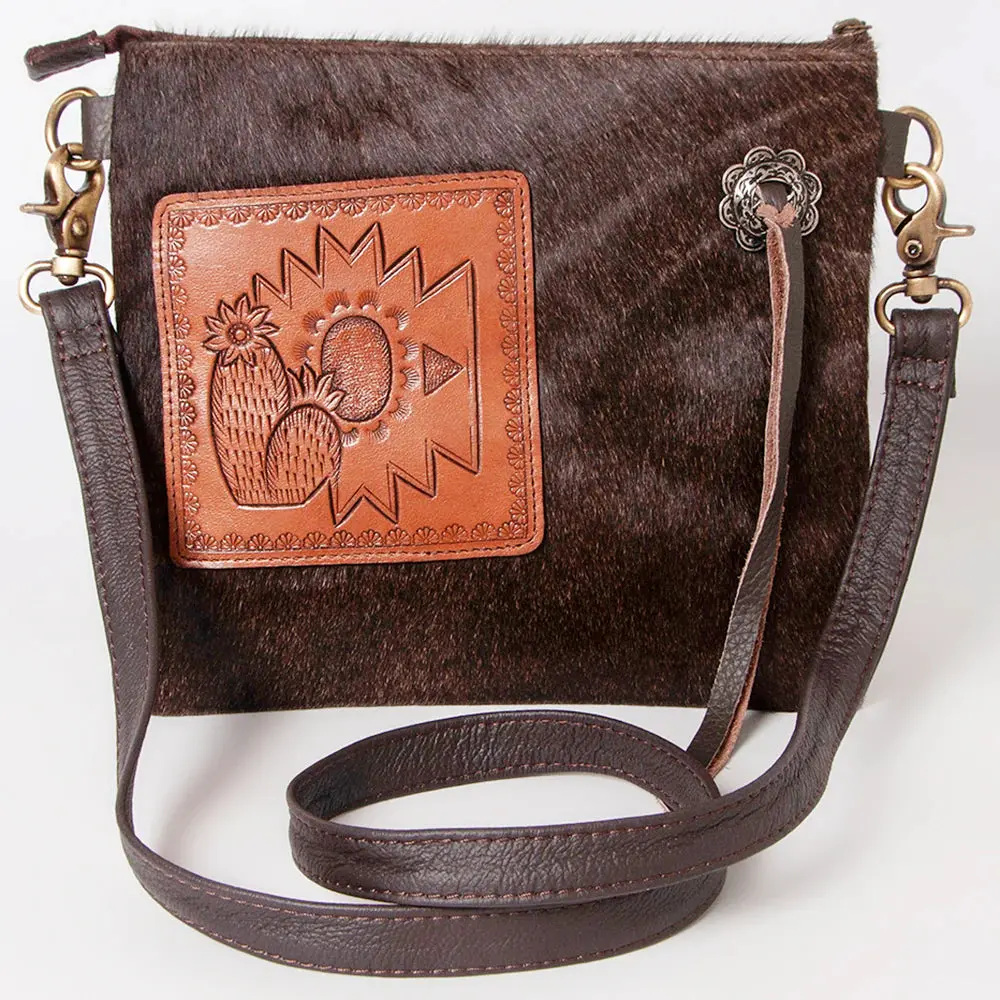 LC-KBK117 Aztec Cactus Tooled Leather Crossbody Western Leather Women Bag  American Darling Purse