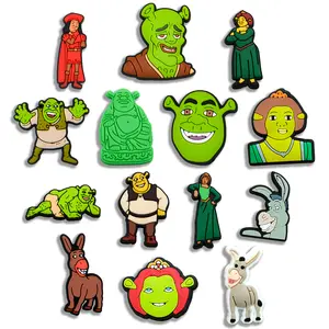 Shrek Croc Charms 14PCS PVC Clog Pins Accessories Party Favors Birthday Gifts Holidays Decoration for Boys Women Girls.