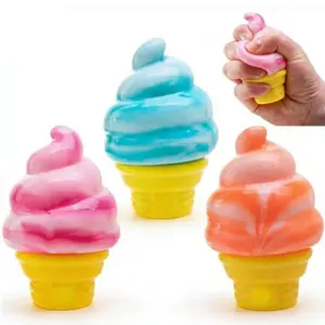 Ice Cream Squeeze Squishy-Jumbo Slow Rising Fidget Toy for Anxiety Stress Relief-Realistic Dessert Sensory Creamy Ball-Perfect Easter Basket Stuffer Birthday Party Favors for Kids Boys Girls Adults Ages 3 5 8 10 12+